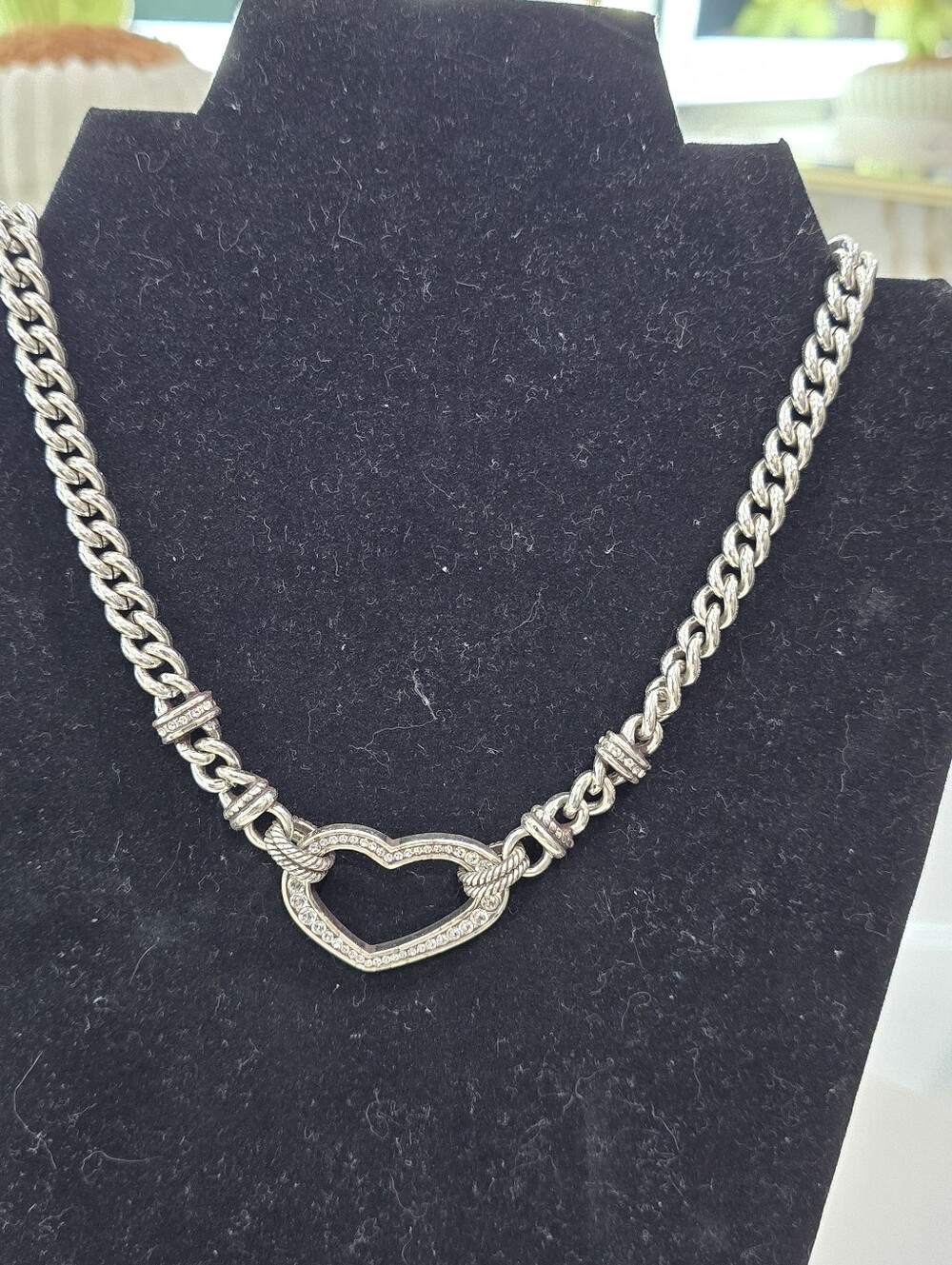 Brighton Silver Heart Link Necklace - Women Jewelry